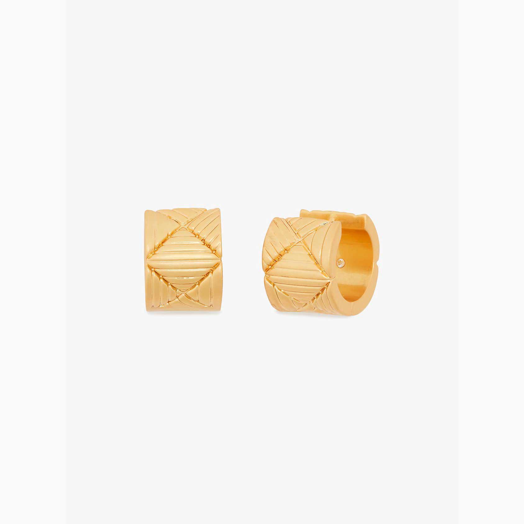 Pendientes Kate Spade Patchwork Huggies Mujer Dorados Mexico | 69251-ILEA
