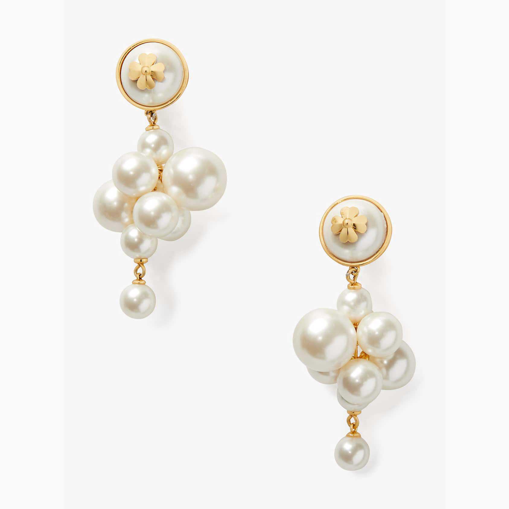 Pendientes Kate Spade Pearls On Pearls Cluster Drop Mujer Creme Dorados Mexico | 30762-OMTG