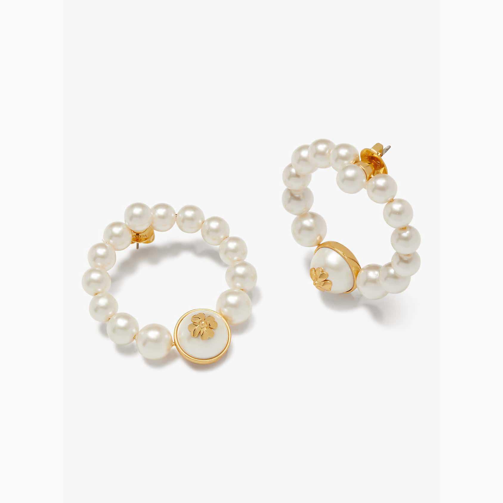 Pendientes Kate Spade Pearls On Pearls Hoops Mujer Creme Dorados Mexico | 09872-ZSER