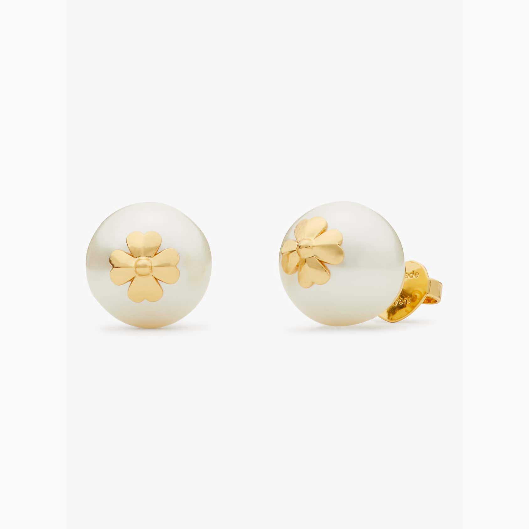Pendientes Kate Spade Pearls On Pearls Studs Mujer Creme Dorados Mexico | 60425-NASG