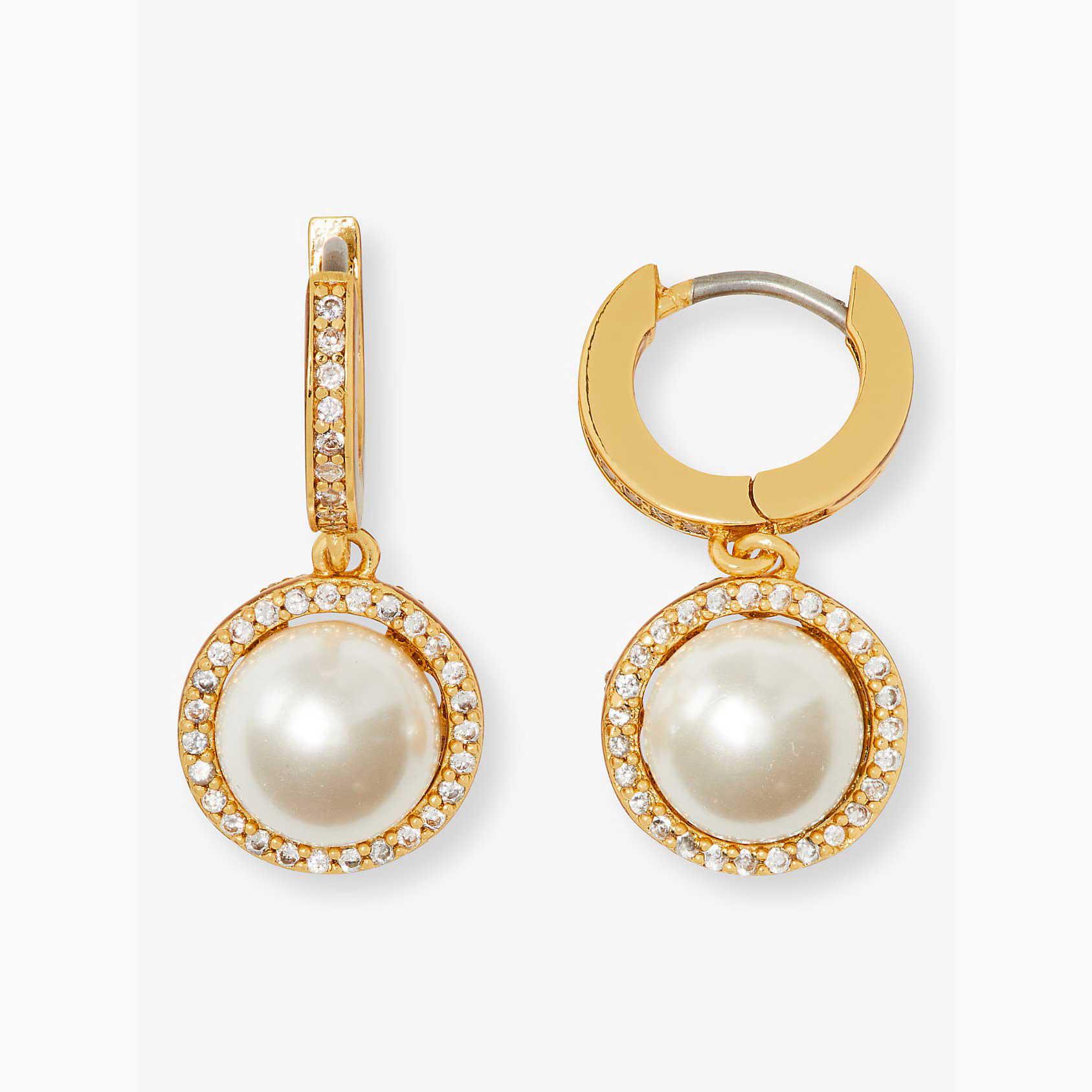 Pendientes Kate Spade Something Sparkly Spade Huggies Mujer Creme Dorados Mexico | 01948-HKQE