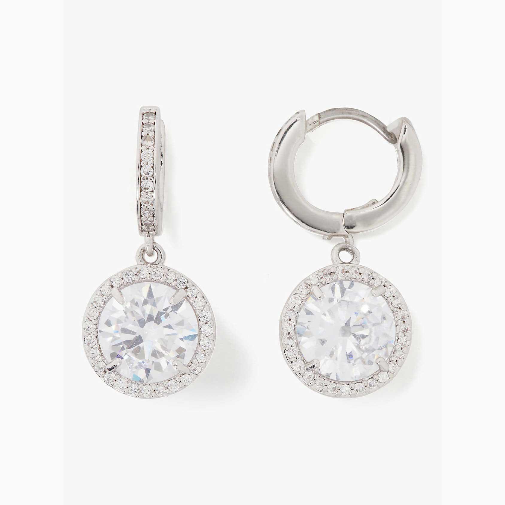 Pendientes Kate Spade Something Sparkly Spade Huggies Mujer Plateados Mexico | 46982-EDIB