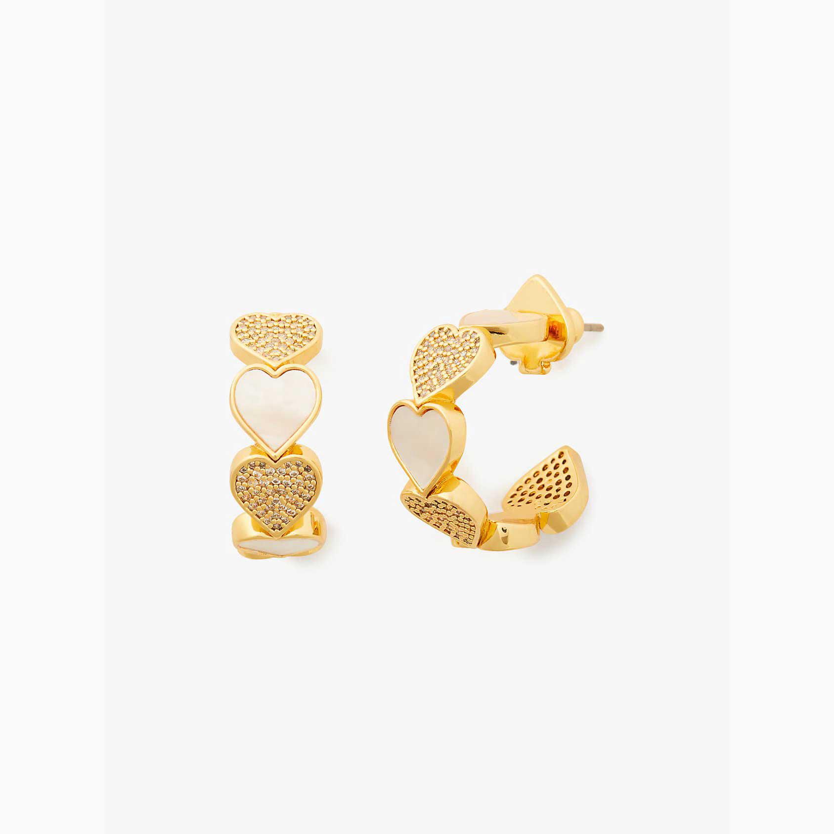 Pendientes Kate Spade Take Heart Huggies Mujer Dorados Mexico | 28045-JUSM