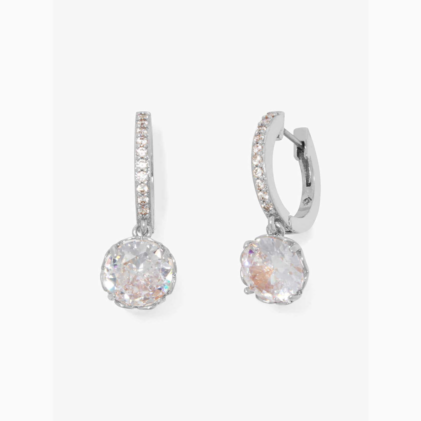 Pendientes Kate Spade That Sparkle Pavé Mini Hoops Mujer Plateados Mexico | 24538-UKLD