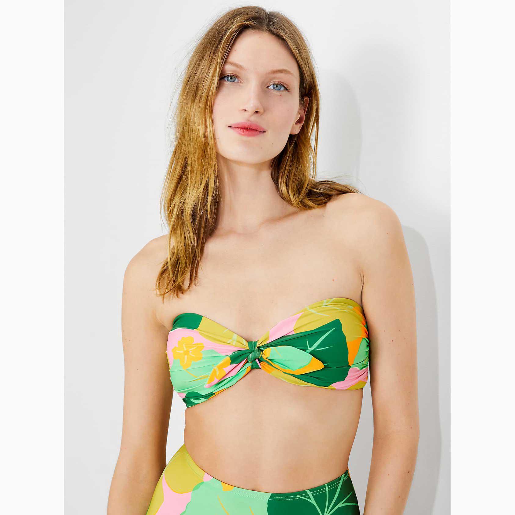 Trajes De Baño Kate Spade Cucumber Floral Tie Bandeau Bikini Mujer Verdes Mexico | 47503-RLBX