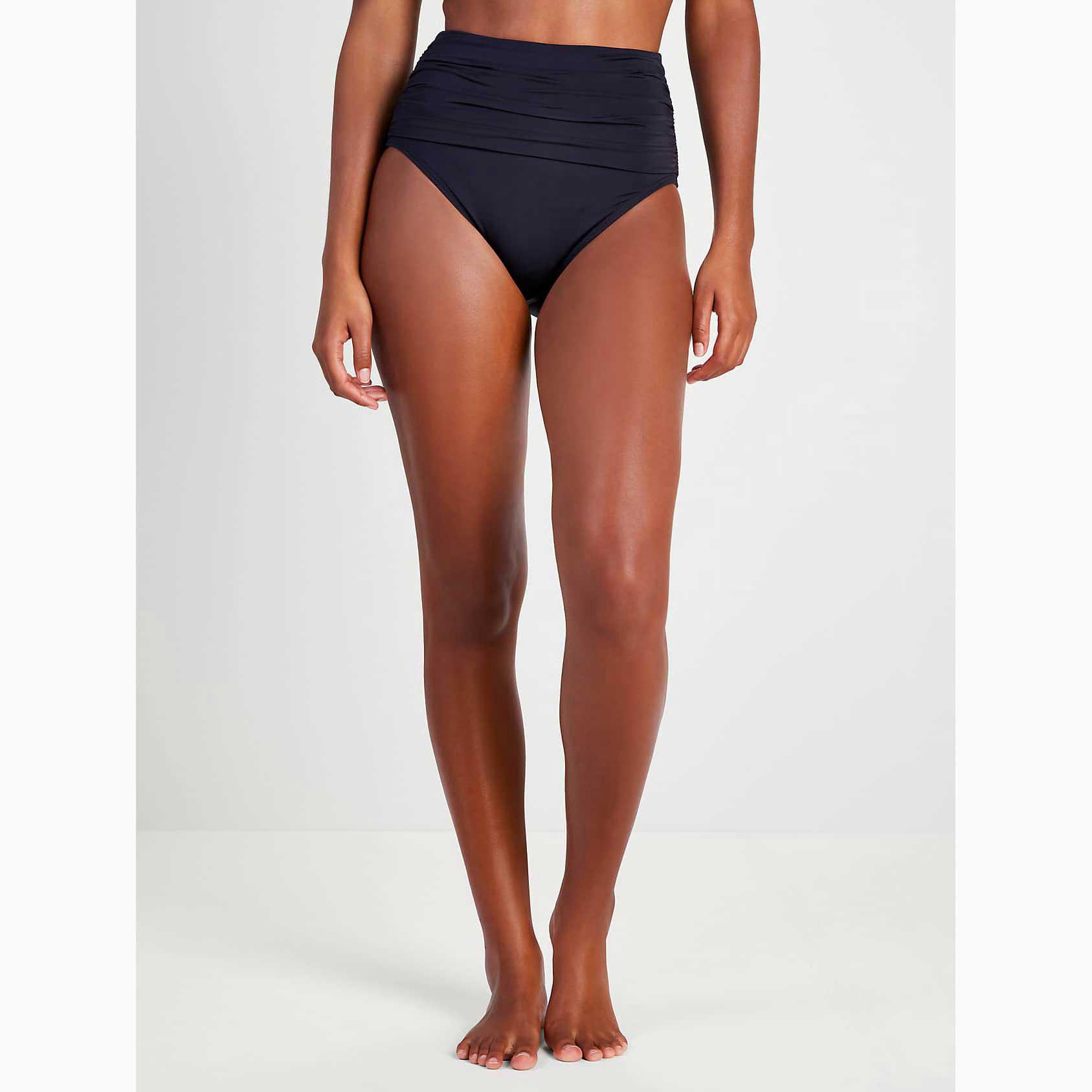 Trajes De Baño Kate Spade Shirred High-waist Bikini Bottom Mujer Negros Mexico | 51398-NBFS