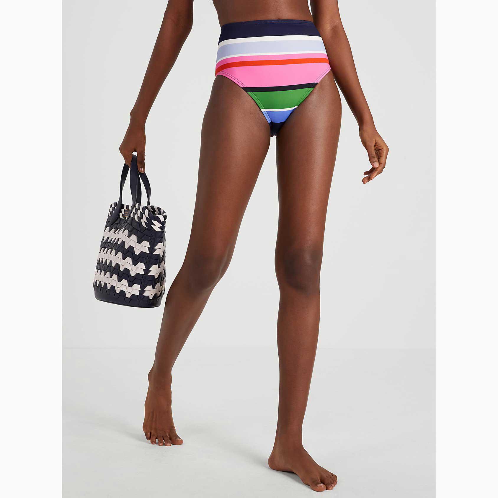 Trajes De Baño Kate Spade Sunny Day Stripe High-waist Bikini Bottom Mujer Multicolor Mexico | 98453-XOJF