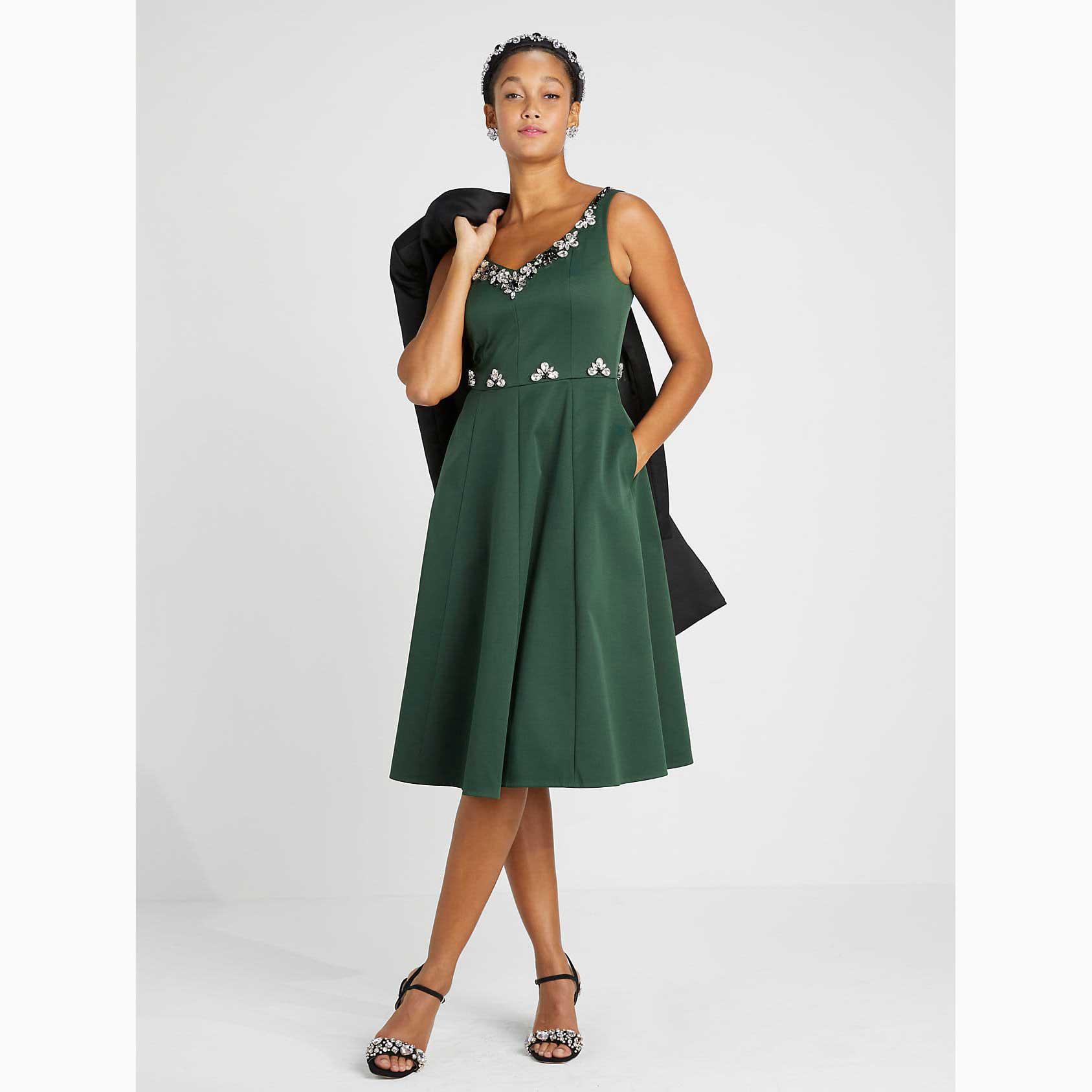 Vestidos Kate Spade Embellished Faille Grace Mujer DarkGreen Mexico | 61087-LFVX