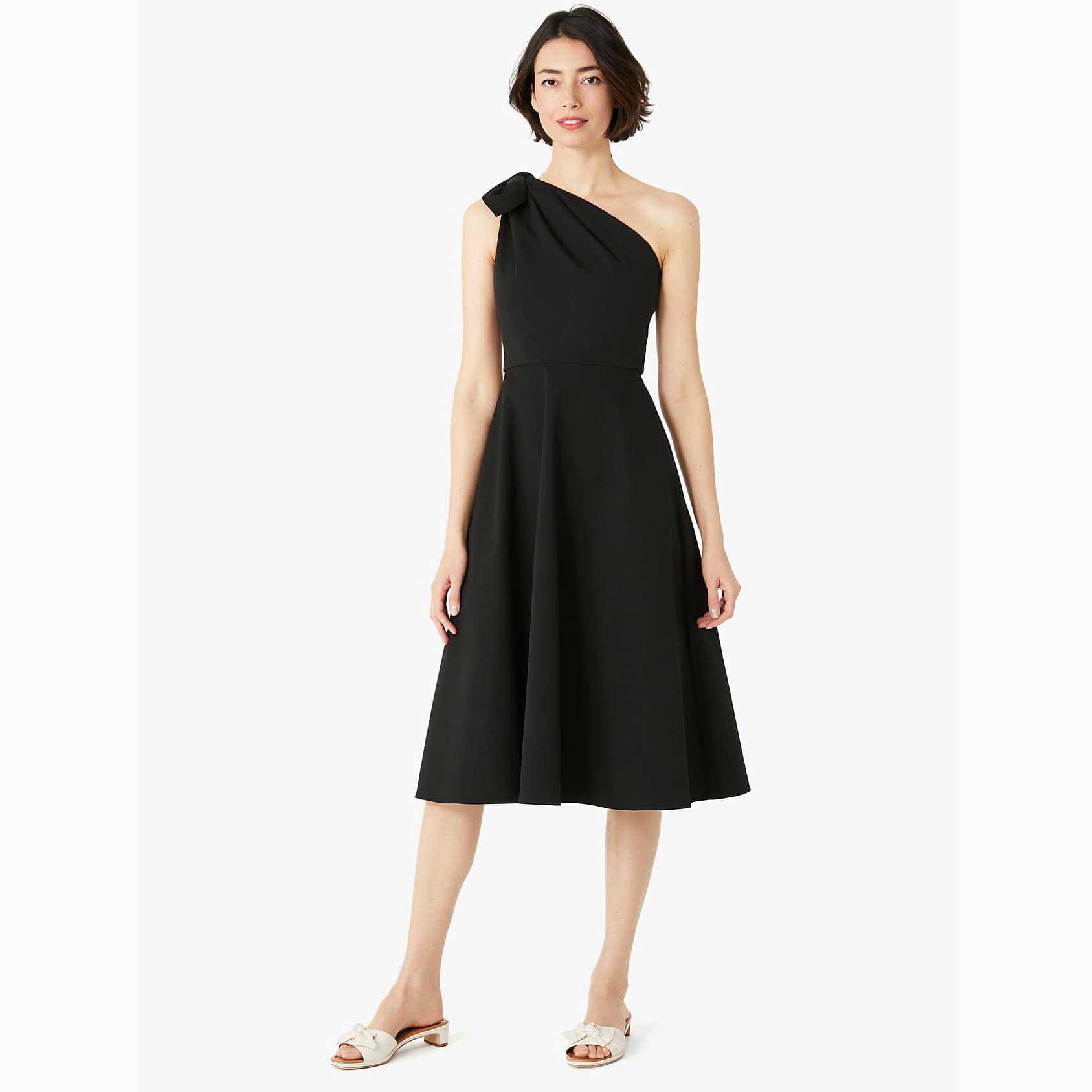 Vestidos Kate Spade Twill One-shoulder Mujer Negros Mexico | 32701-IOVK