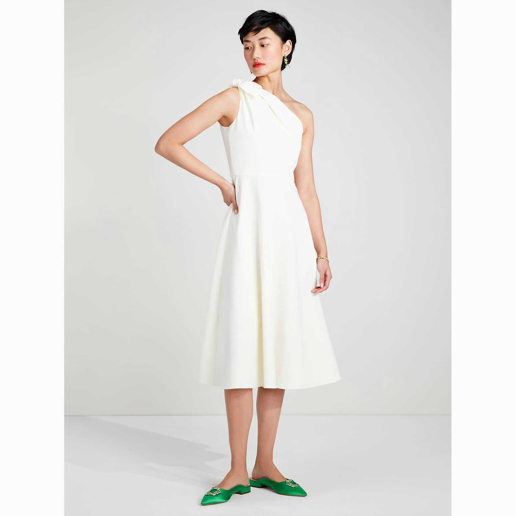Vestidos Kate Spade Twill One-shoulder Mujer Creme Blancos Mexico | 73628-PNSV