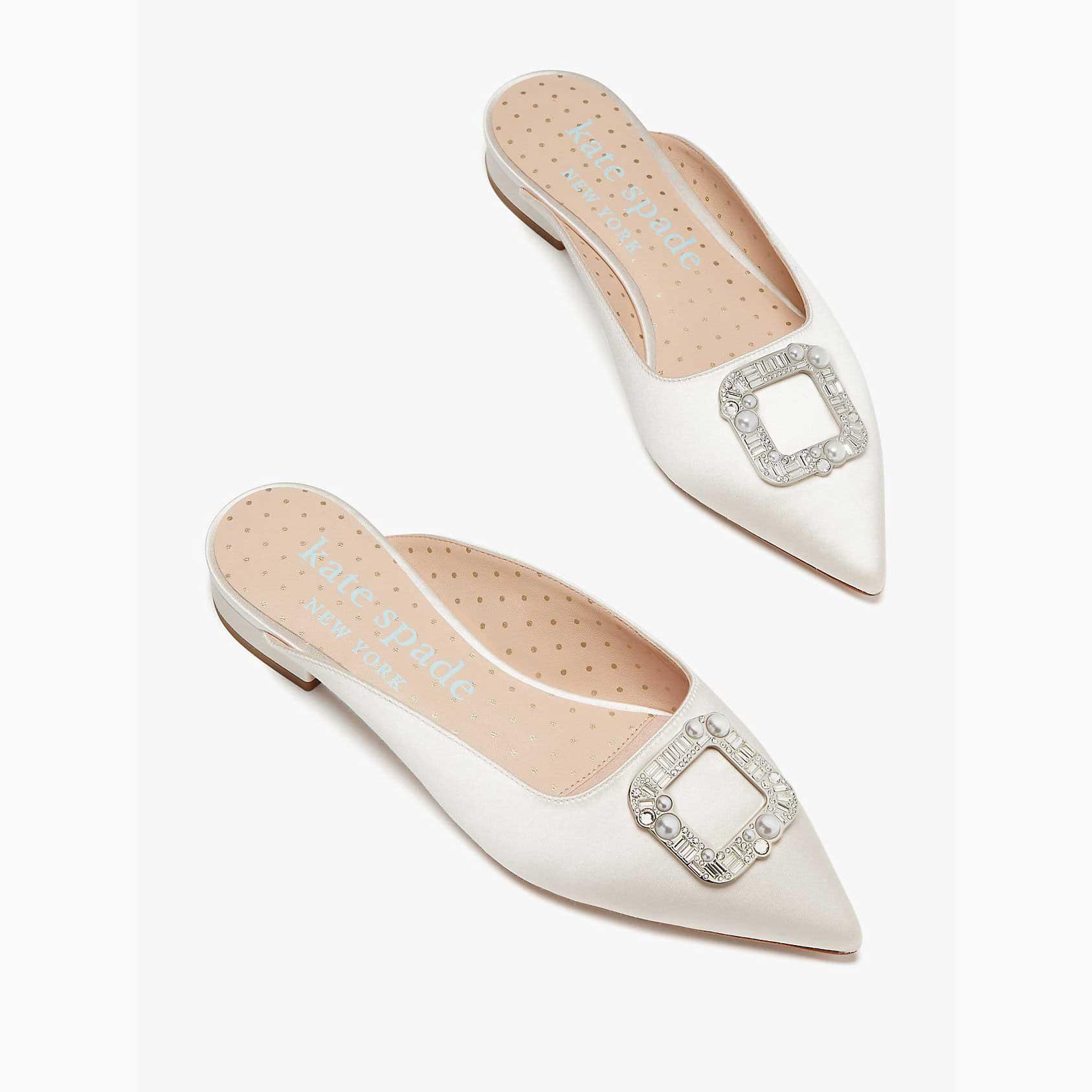 Zapatos Bajos Kate Spade Buckle Up Mujer Ivory Bridal Mexico | 49381-RLVD