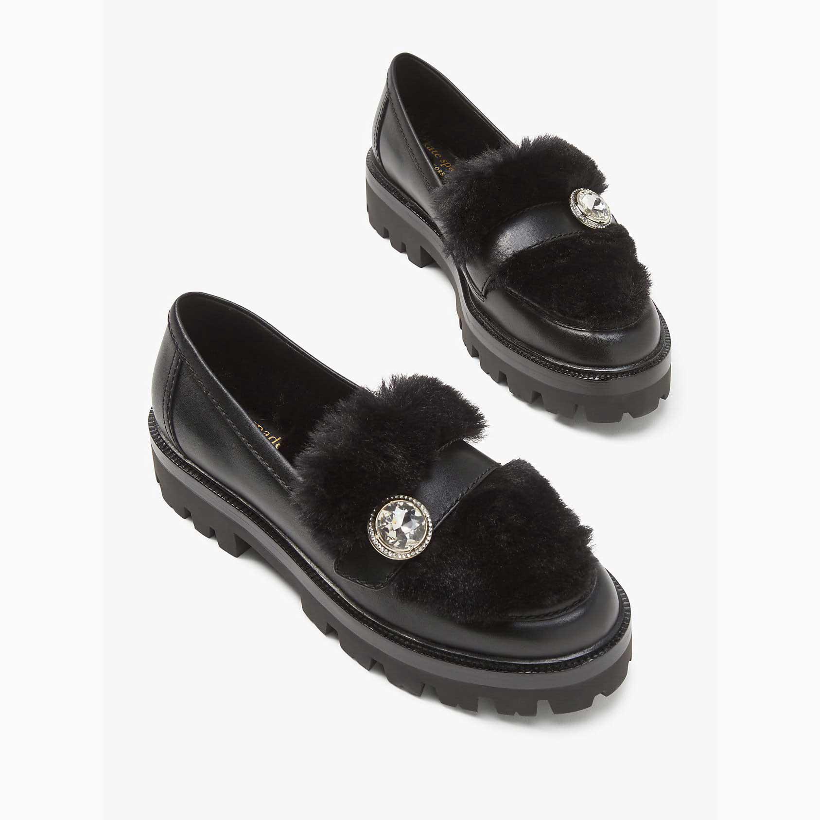 Zapatos Bajos Kate Spade Posh Winter Loafers Mujer Negros Mexico | 81604-MUEZ